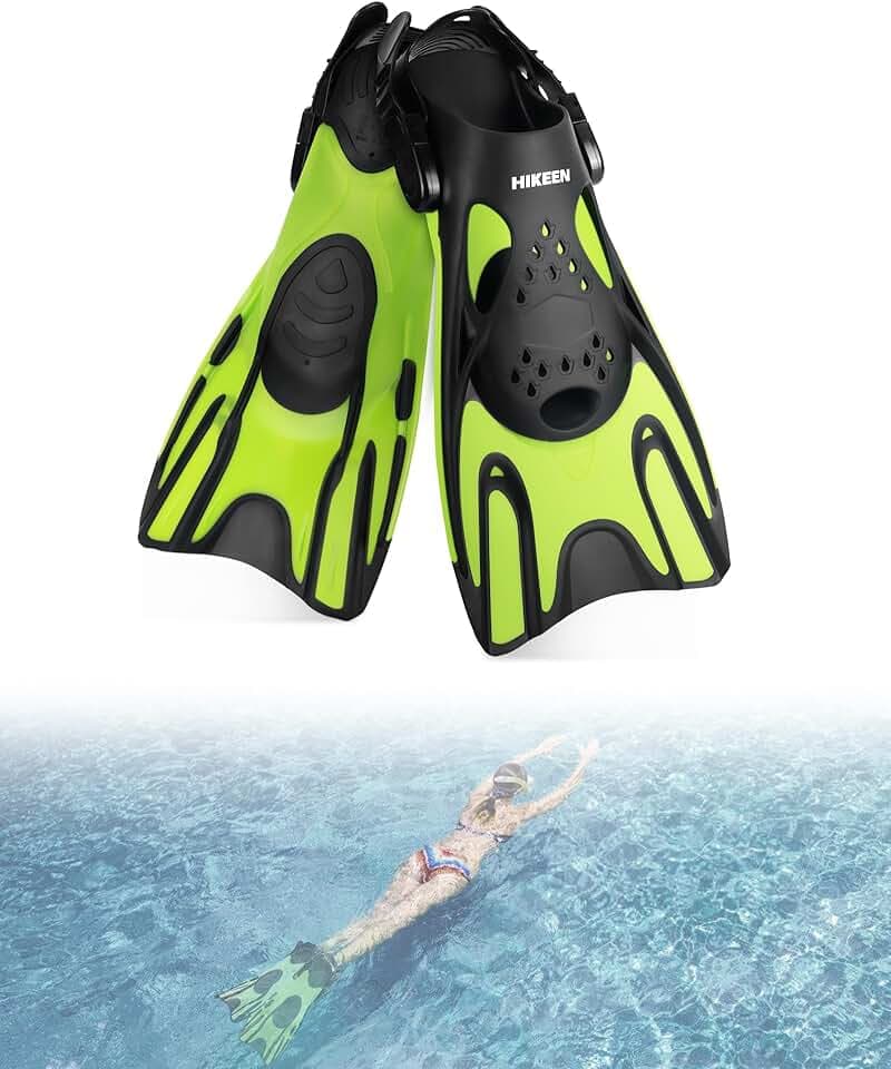 Hikeen Verstellbare Schnorchelflossen: Schwimmflossen Kurz Flossen Erwachsene mit Offener Ferse, Unisex Tauchflossen inkl. Netzbeutel
