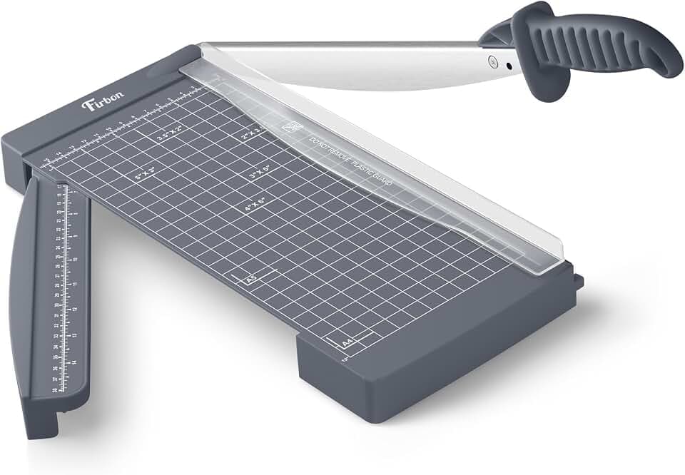 Firbon 12" Guillotine Paper Cutter with Hidden Ruler, Compact Paper Trimmer