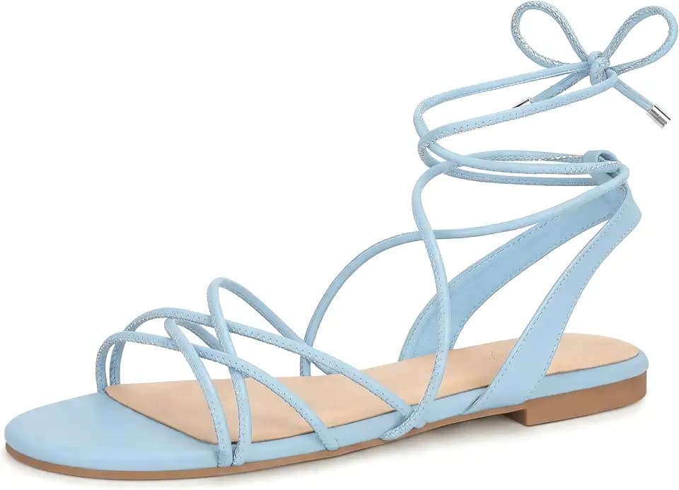 PARTY Women's Strappy Sandals Gladiator Lace Up Flats Summer Wrap Open Toe Tie Up Shoes