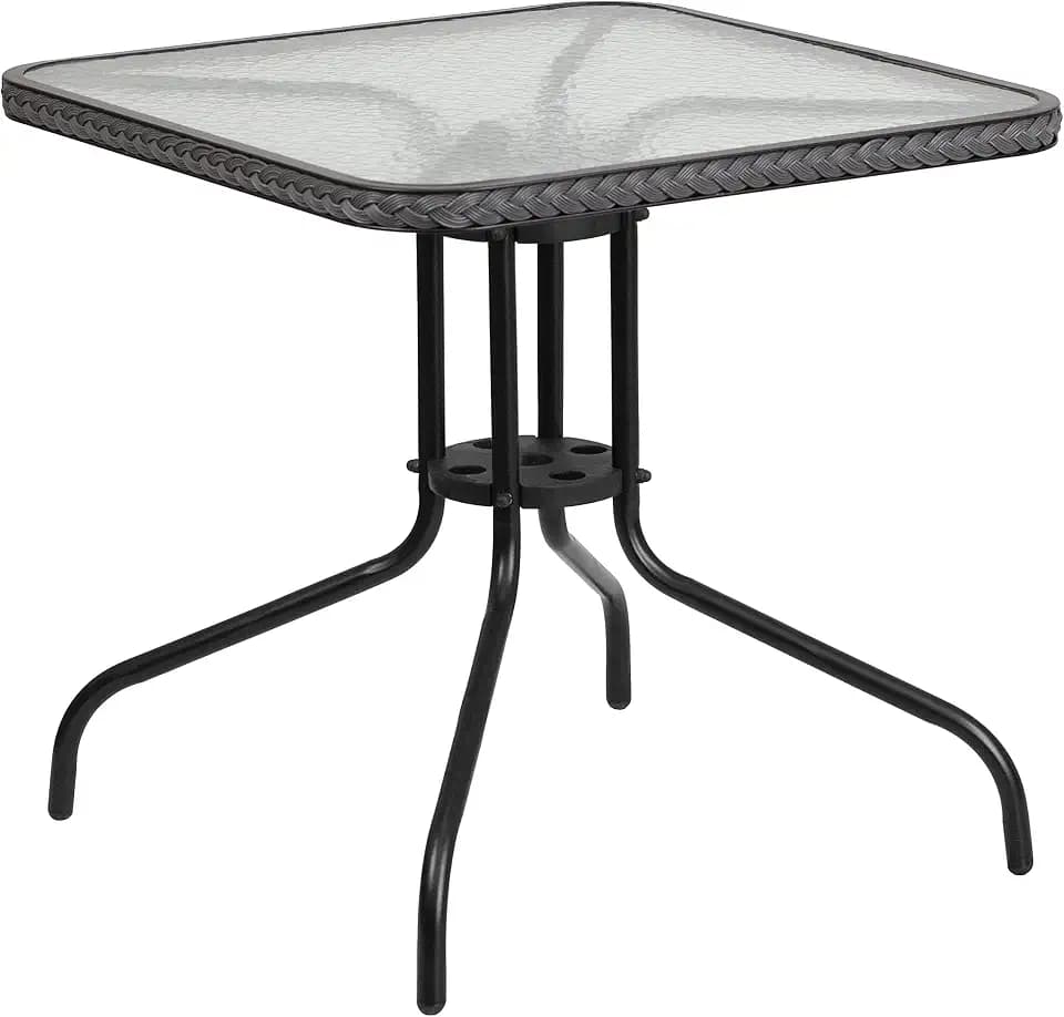 Flash Furniture 28 in Tempered Glass Square Table, Gray