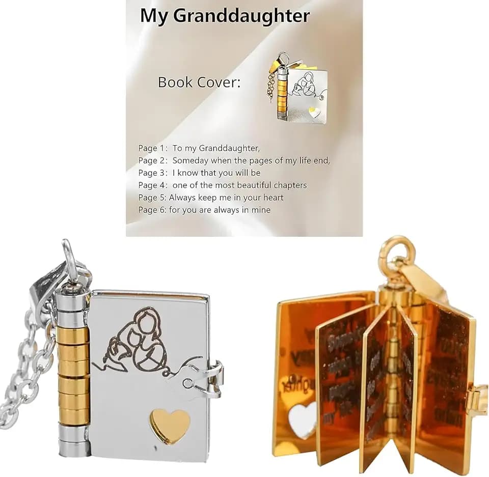 My Little Heart Book Necklace, Little Book Necklace Daughter with Box, Openable with 6 Pages Gifts of Love - Birthday, Graduation & Christmas Gift #1