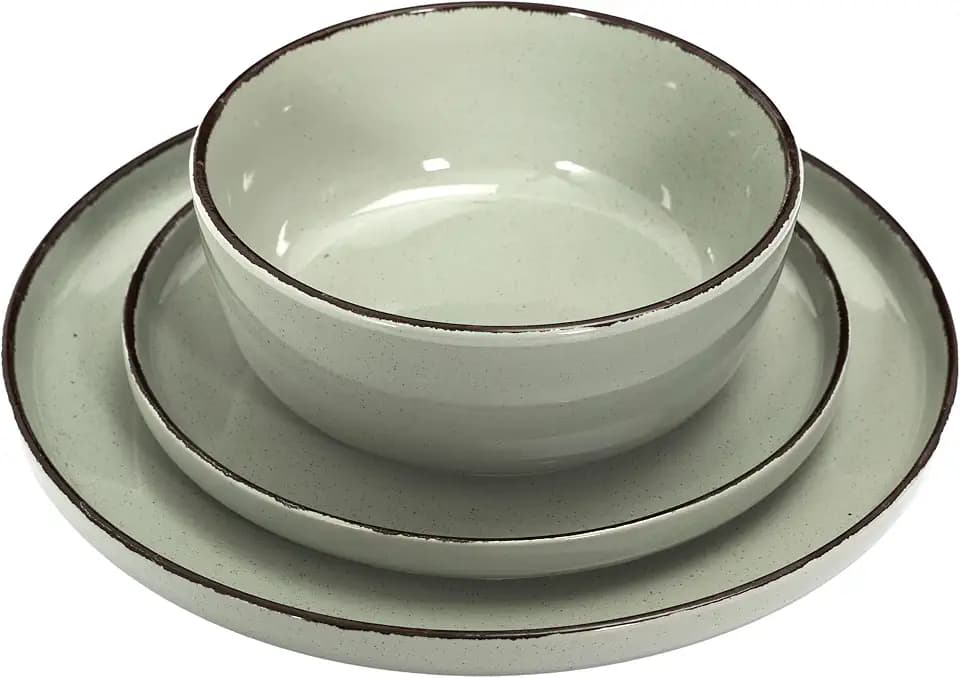 HOME DECO FACTORY Geschirrservice 12-teilig Steinzeug Grün