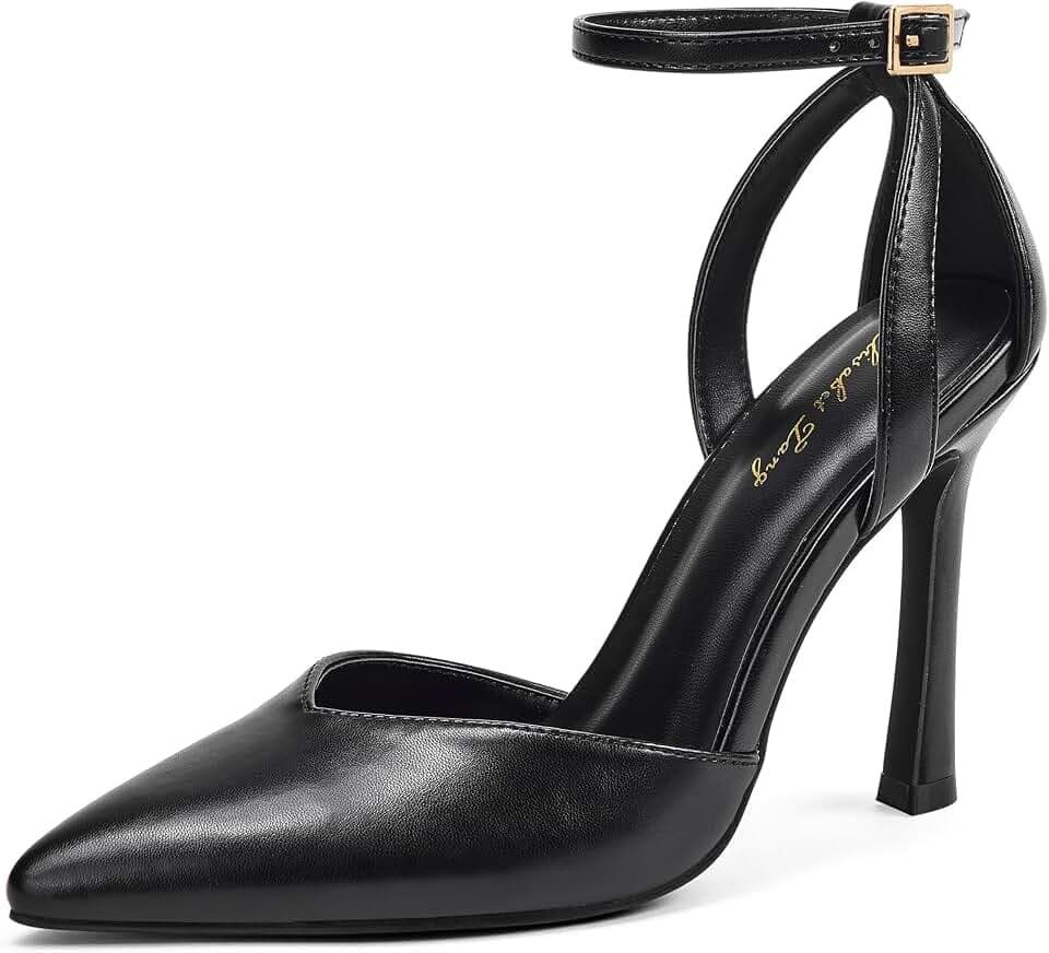 Elisabet Tang Women's High Heels Pointed Closed Toe Adjustable Strap Pumps