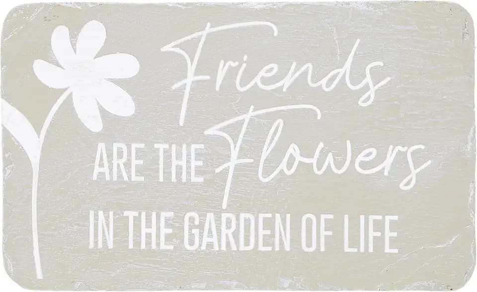 Pavilion Gift Company – Friends Are Flowers – 7” Indoor Outdoor Weatherproof Decorative Garden Stepping Stone Plaque Best Friend Bestie BFF Friendship
