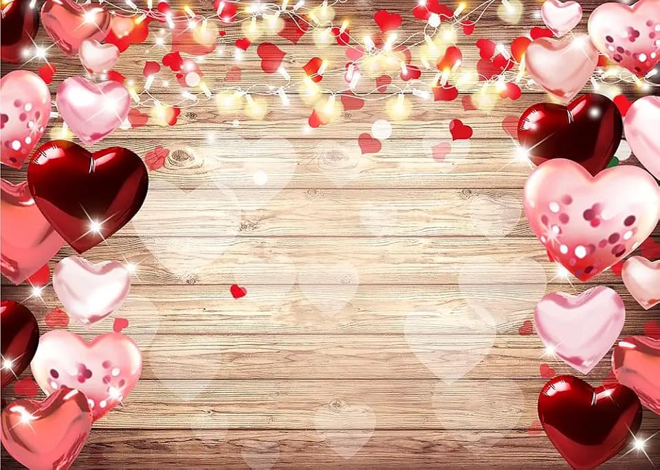 8x6ft Valentine's Day Backdrop Valentine's Day Wooden Heart Decorations Banner Valentines Mother's Day Backdrop Bridal Shower Wedding Party Supplies 246
