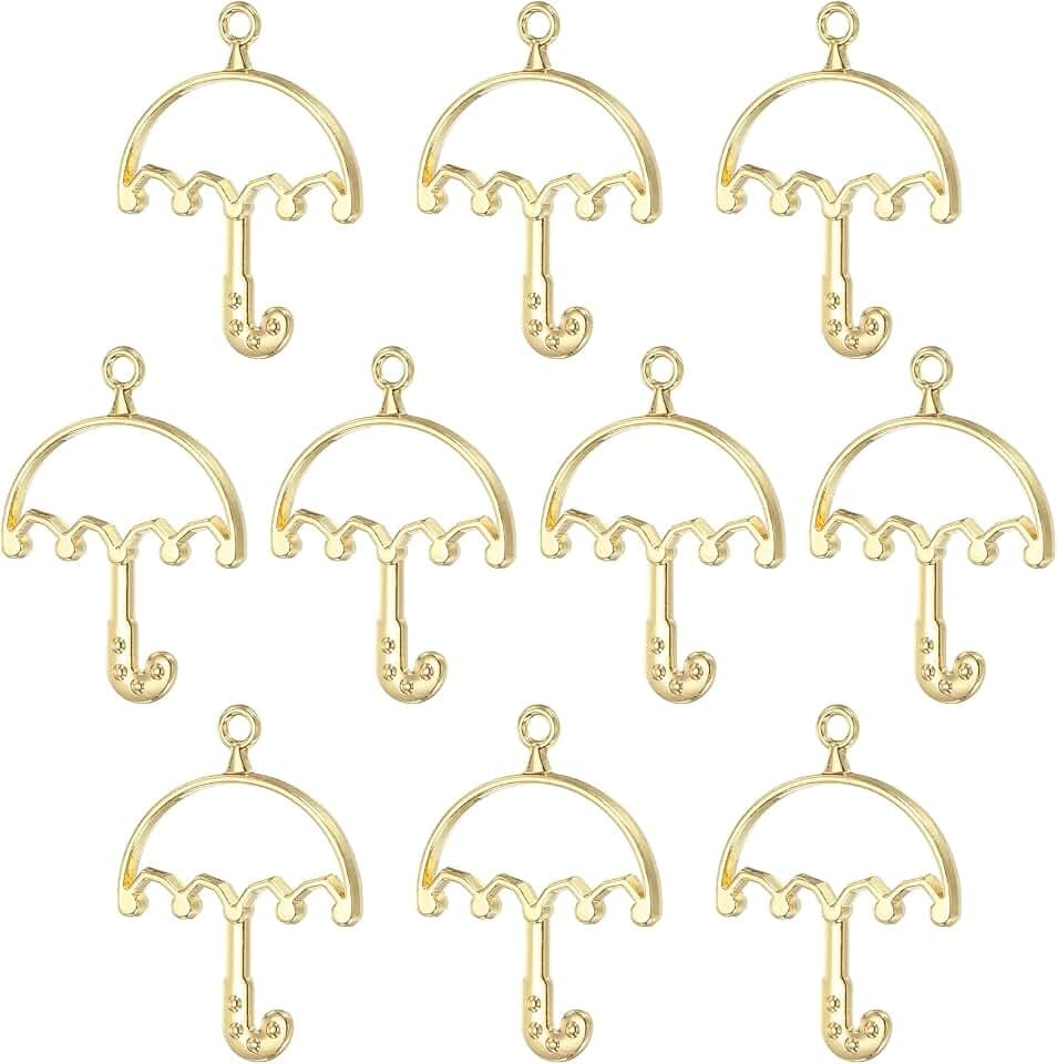 PATIKIL Alloy Open Back Bezel Pendants Umbrella Shaped Hollow Resin Pendant Frame for DIY Crafts Earrings Necklace Bracelet Making