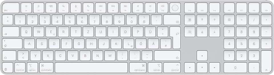 Apple Magic Keyboard mit Touch ID und Ziffernblock für Mac Modelle mit Apple Chip – Deutsch – Weiße Tasten ​​​​​​​