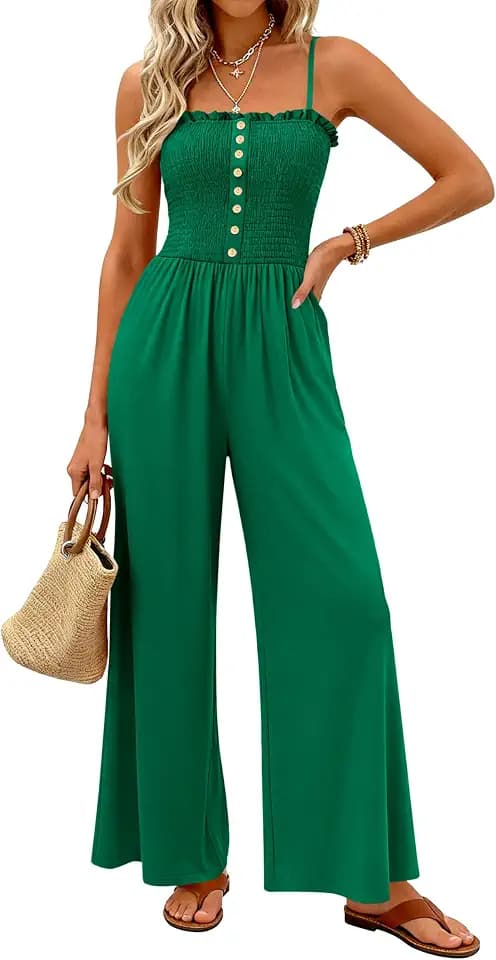 PRETTYGARDEN Jumpsuits for Women Dressy 2026 Summer Sleeveless Casual Wide Leg Rompers Spring Cruise Vacation Outfits