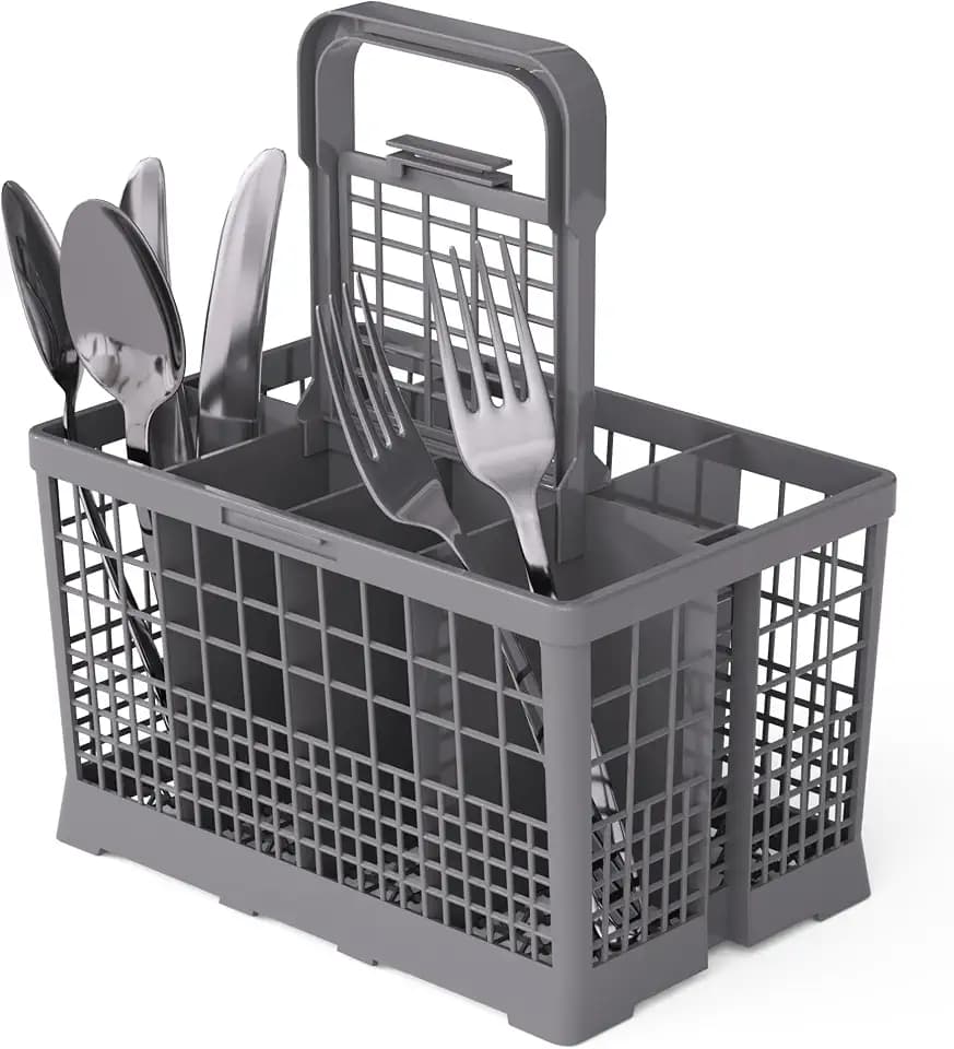 NATIKON Universal Dishwasher Utensils Silverware Cutlery Basket Compatible with Maytag, Samsung, Kenmore,GE, Bosch, Whirlpool, KitchenAid and Many More (Gray)