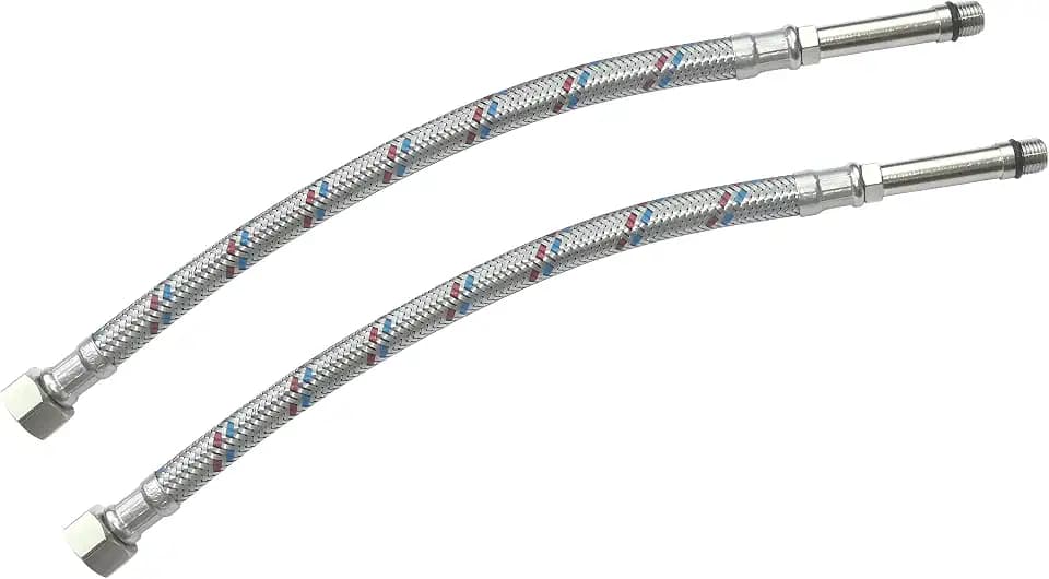 AERZETIX - C51112 - Satz von 2 Flexible verschraubung weiblich 3/8'' - männlich M10 küchenbecken monoblock - länge 300mm - flexible verbindung für mischbatterien - flexibel schlauchleitungen sanitär