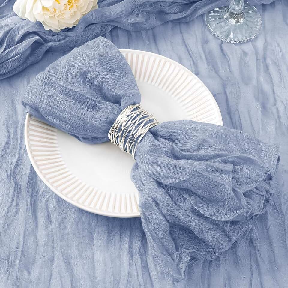DeZerlor Dusty Blue Washable Cheesecloth Napkins Set of 50 for Wedding