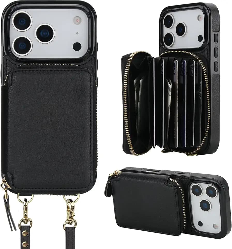 Bocasal Crossbody Wallet Case for iPhone 18 Pro / 17 Pro, Black