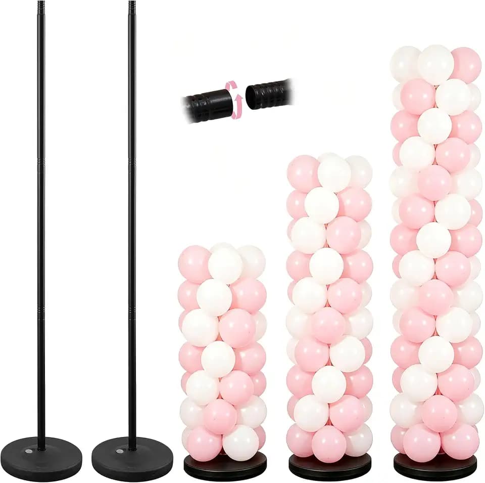Balloon Column Stand Kit Set of 2,Lightweight Balloon Stands for Table, Reusable Balloon Holder with Metal Sectional Pole,Party Decorations for Birthday Wedding Baby Shower Graduation Christmas