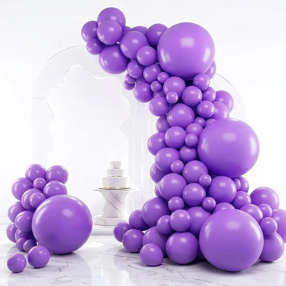 RUBFAC Purple Balloons Different Sizes Lavender Purple Balloon Arch 129pcs