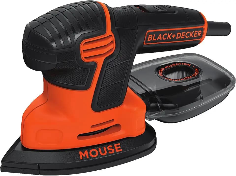 Black & Decker KA2500K-GB – 120 Watt Dreiecks-Schleifer Compact Mouse, ausgestattet mit einem Koffer und 9-teiligem Schleifzubehör
