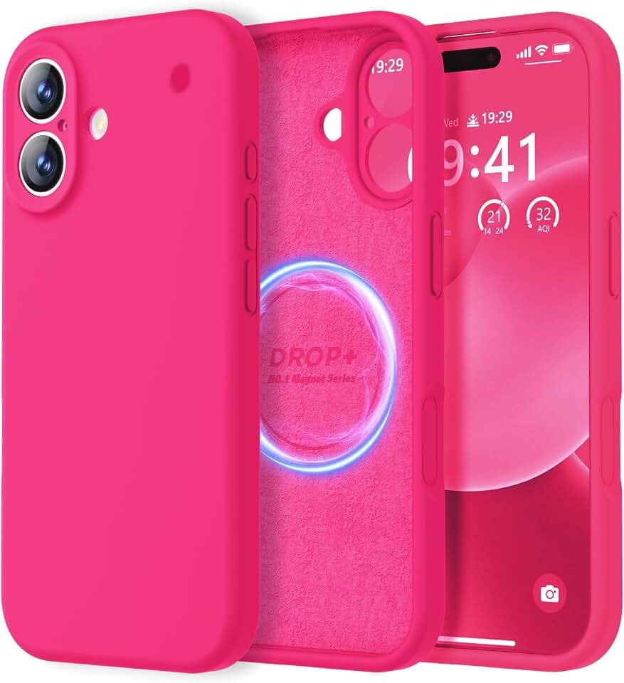 LOVE 3000 Magnetic for iPhone 17 Case Premium Silicone, Hot Pink