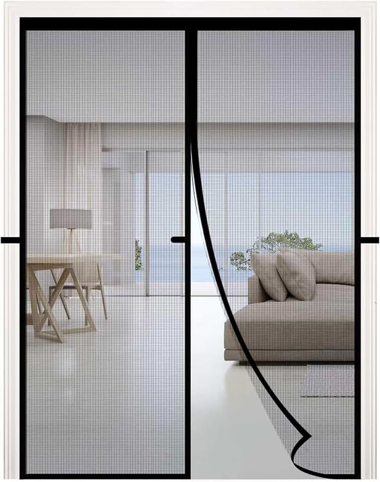 RELIANCER Fiberglass Magnetic Door Screen,Fit Door Size 80"x96",Auto Close Screen Door Mesh w/Magnets,Patio Doorway Net Screens,Self-Closing Doors Cover,Anti Mosquito Doorway Curtain,Mesh Partition