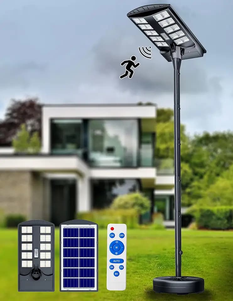 JAYNLT Outdoor Solar Street Light,Outdoor Pole Lights，118" Floor Lamp