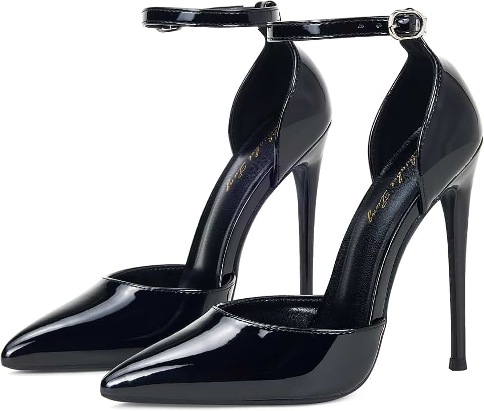 Elisabet Tang High Heels, Women Pumps D'Orsay Ankle Strap Pointed Toe Stiletto Heels Party Wedding Shoes