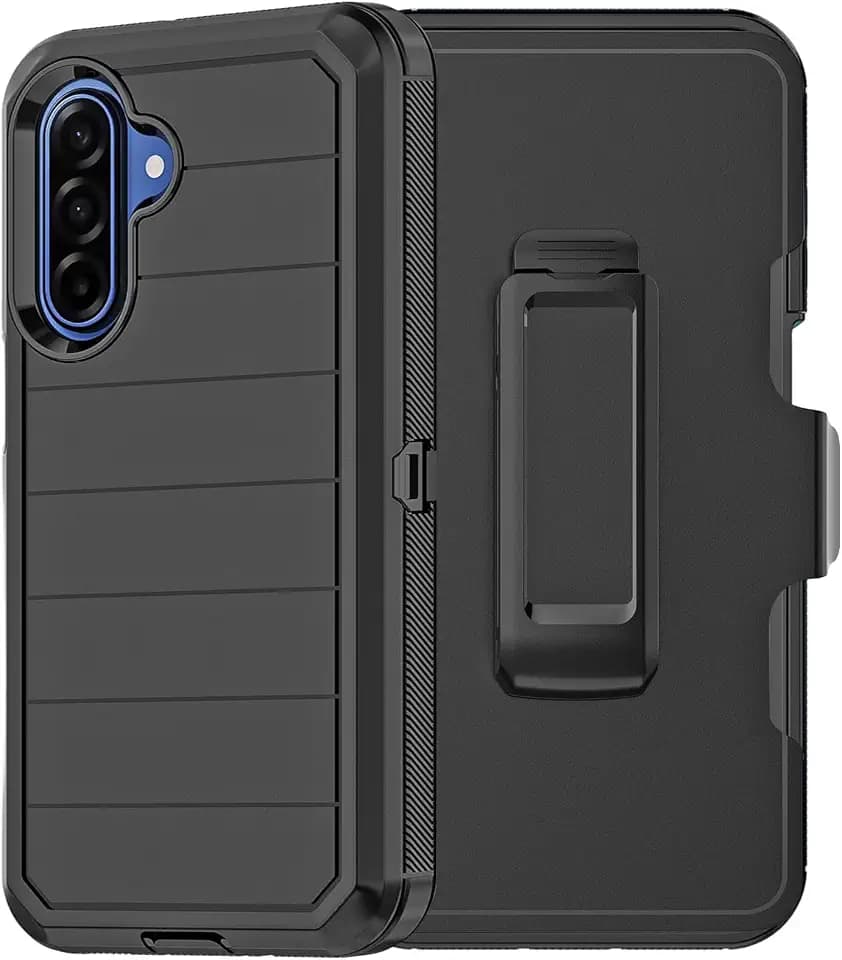 for Samsung Galaxy A17 Case with Belt Clip Holster & Kickstand, Heavy Duty 3-Layer Military Grade Rugged Full Body Protection Cover Case for Galaxy A17 5G (Black)