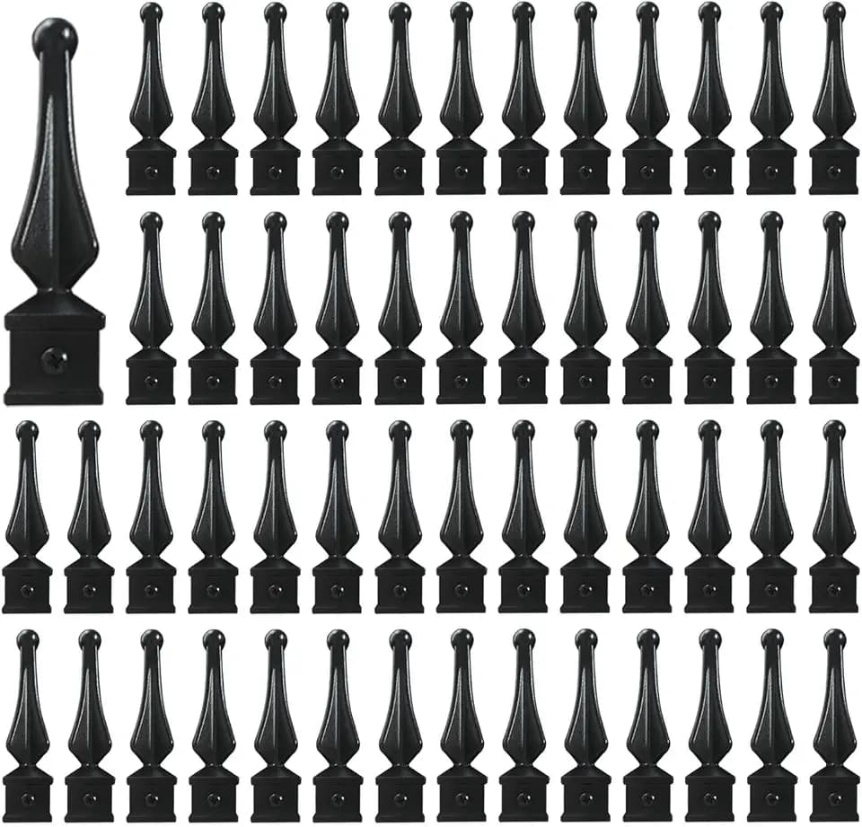 Aluminum Imperial Fence Spear Finials, Decorative Railing Topper Caps for Wrought Iron Fence, Durable Rust-Resistant Ornamental Post Cap, Textured Black (100PACK, Fit 3/4'' Picket)