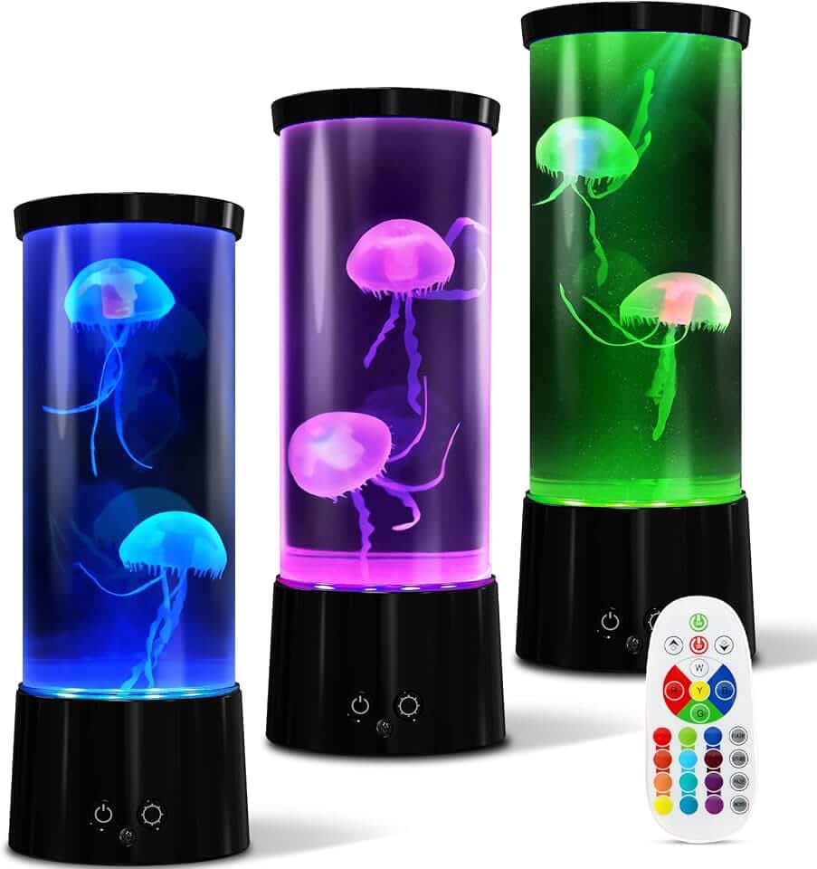 AONESY LED Quallen Lampe 17 Farben, Lavalampe Aquarium Auallen Jellyfish Lampe Kinder,Lavalampe Aquarium Deko Stimmungslicht mit Fernsteuerung