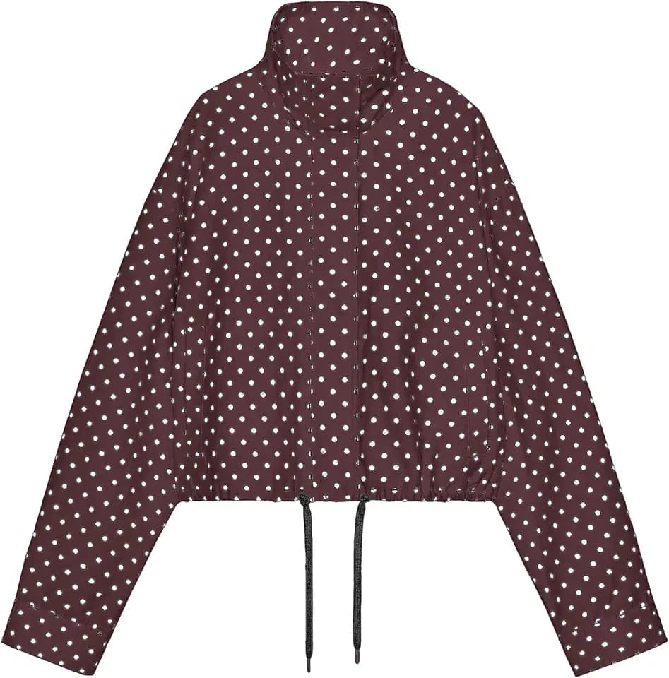 Songling Women Polka Dot Jacket Zip Up Lightweight Cropped Bomber Coat