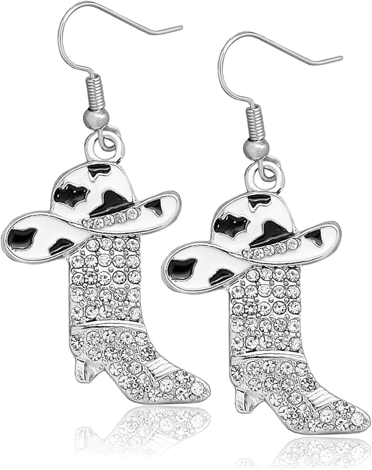 Boho Western Outfit Cowgirl Earrings For Women Cowboy Hat Boots Jewelry Accessories Rhinestone Western Boots Earrings Gift for Women