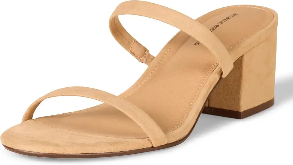 Amazon Essentials Damen Dünne Pantolette mit zwei Riemen und Absatz