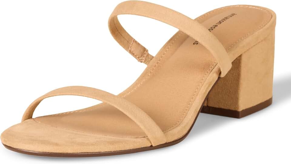 Amazon Essentials Damen Dünne Pantolette mit zwei Riemen und Absatz