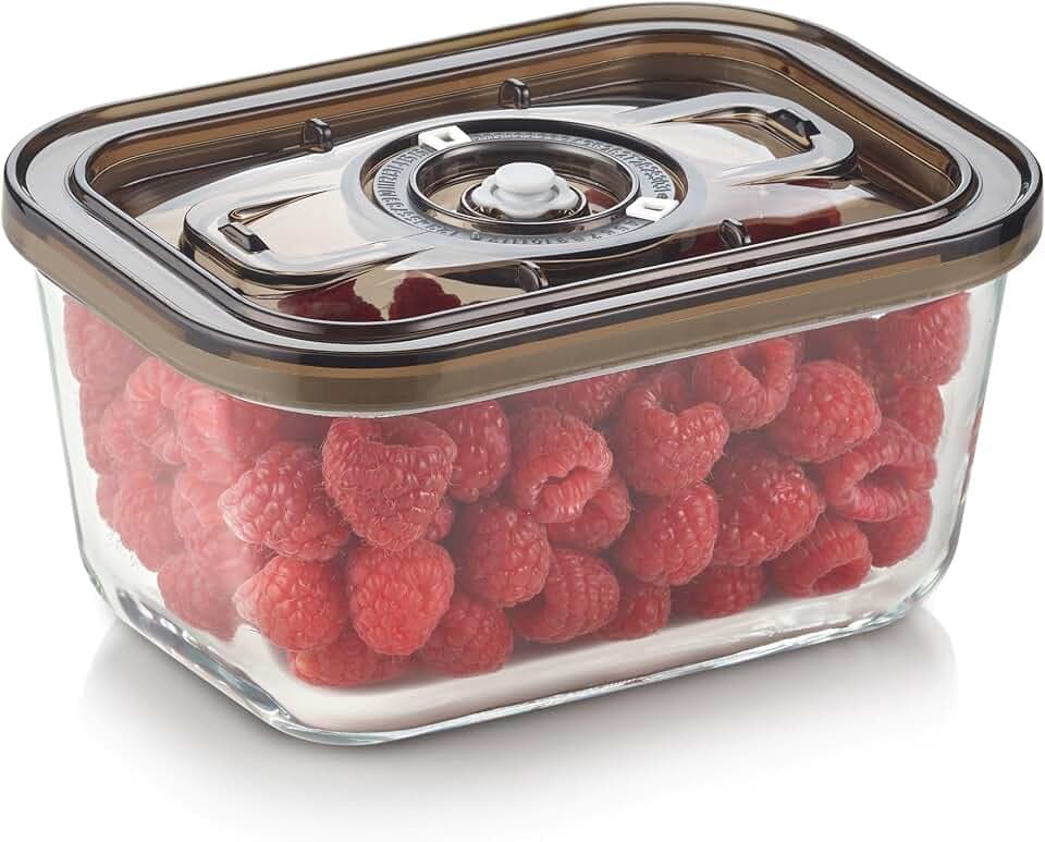Caso VacuBoxx Eco M- Vakuum-Frischebehälter, 800 ml Volumen, für druckempfindliche und flüssige Lebensmittel, BPA-Frei, Backofenfest, spülmaschinenfest, gefriertauglich
