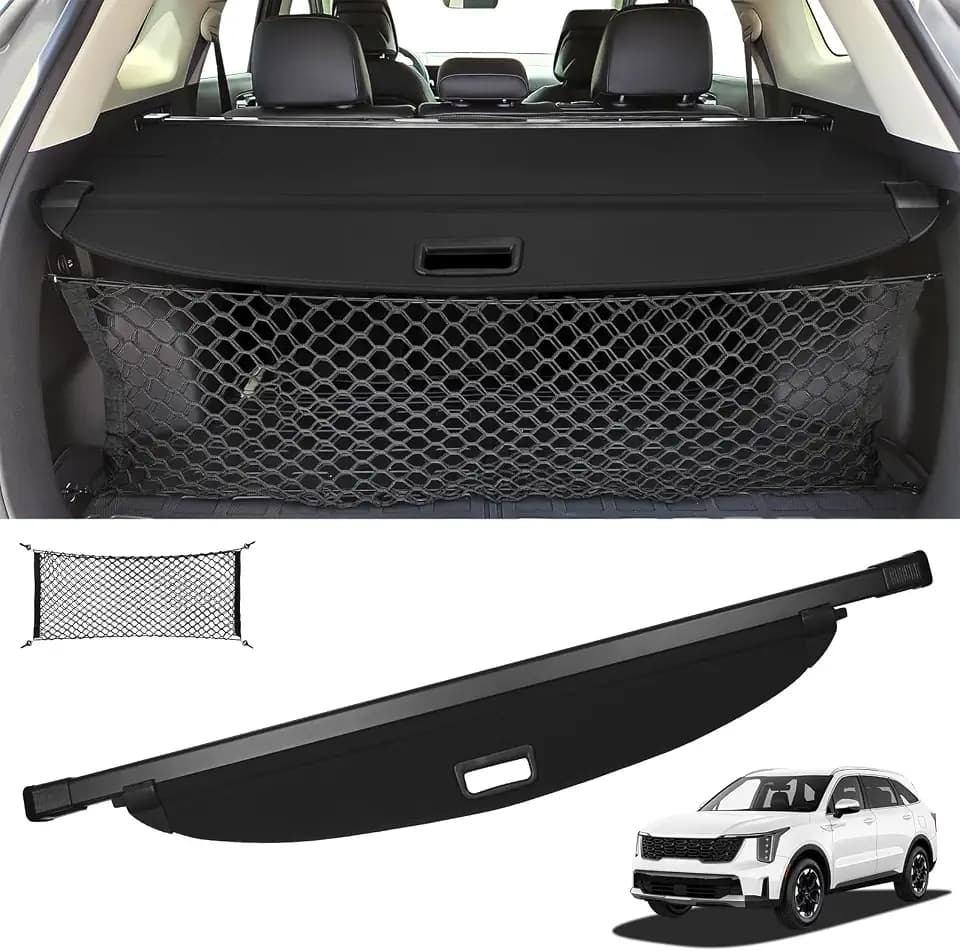 Sze Cargo Cover for Kia Sorento 2021-2025 2026 Accessories Retractable Trunk Cover Black Rear Trunk Security Cover Shielding Shade Waterproof-New Upgrade