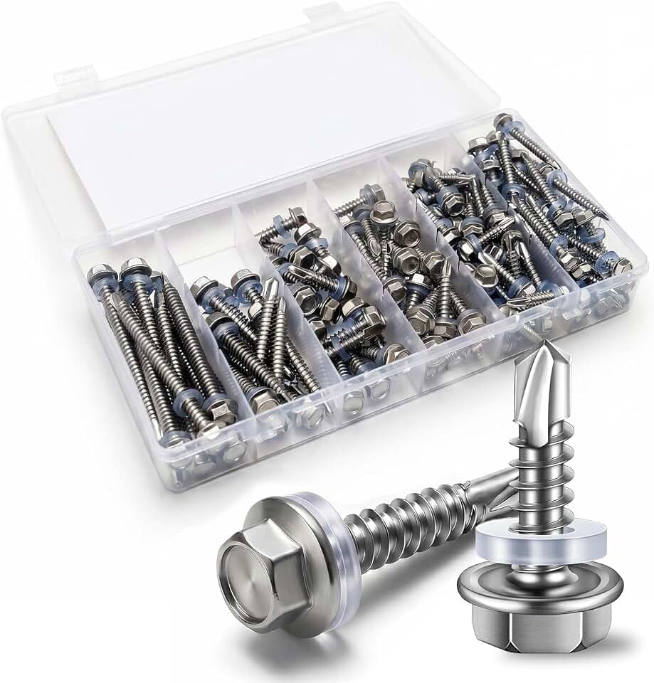 Dayalo 135 Stück Bohrschrauben M4,8/M5,5/M6,3, Edelstahl 410, Sechskant
