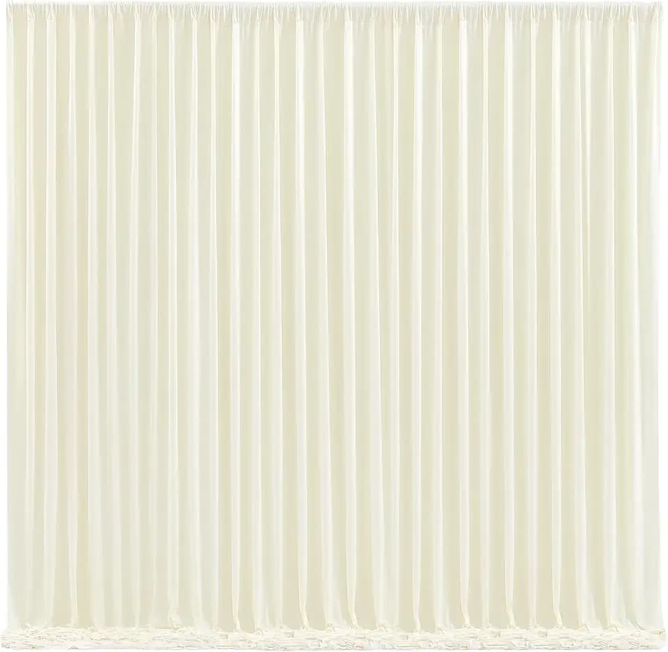 Ivory Backdrop Curtain 6 Panels-Wrinkle-Free Ivory Curtains Polyester Photography Drapes for Wedding Party Baby Shower Photo Background Decorations- 24 X10FT