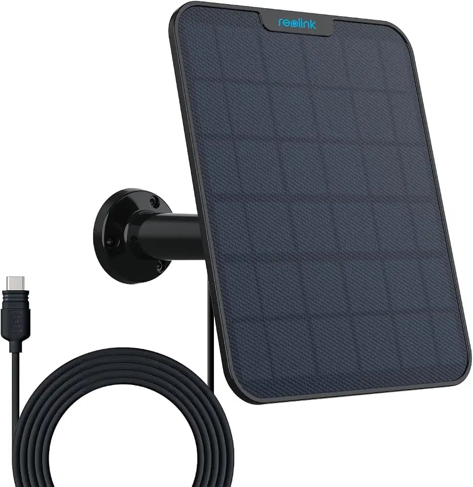 Reolink [2023 Update-Version] 6W Solarpanel für Akku Überwachungskamera Aussen, USB Schnittstelle, Solar WLAN IP Kamera Outdoor, 360° Einstellbare Halterung, Non-Stop-Solar(4m Kabel), Schwarz