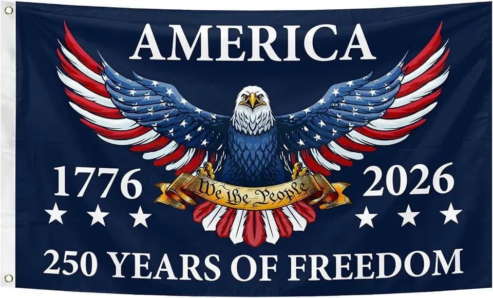 USA 250th Birthday Flag 3x5 Ft with Two Brass Washers for Outdoor Garden and Porch Deck Lawn Yard Decor 1776-2026 250 Years Anniversary Celebration Activity Sign (250 Years Anniversary Flag 3x5ft)