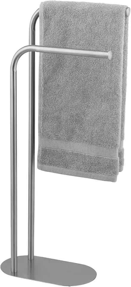 WENKO Handtuchständer Mod. Levante freistehender Edelstahl Handtuchhalter platzsparend satiniertes Metall 30 x 79 x 17 cm Badezimmer Accessoires