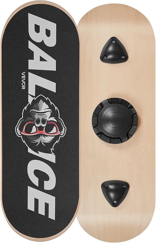 VEVOR Balance Board für Erwachsene (70 cm), Wackelbrett bis 200 kg Belastbar, Balance-Trainingsgerät mit 3-stufigem Bodenabstand und Rutschfester Oberfläche für Core-Training Stehpultübungen Yoga