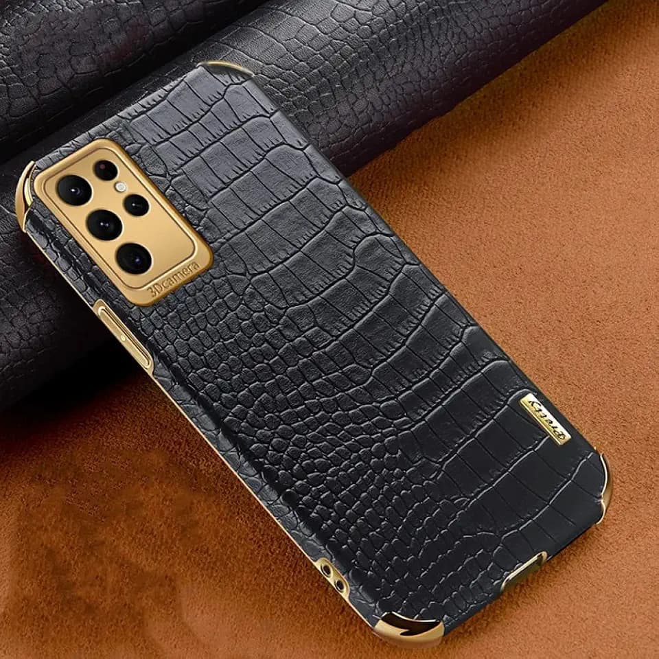 Luxury Crocodile Pattern Leather Cover for Samsung Galaxy S22 Ultra S20 S21 FE Note 20 9 10 Lite Note20 S10 Plus Cases,Black,Galaxy S20 Plus