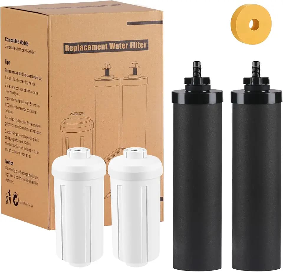 Water Filter Replacement for Water Filter, Black Activated Carbon Filters and 2 Fluoride Filters Compatible with Big, Light, Imperial, Travel, Crown and Royal Series