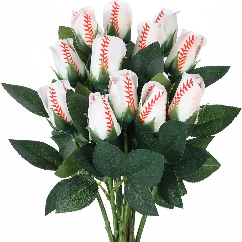 Suhine 12 Pcs Baseball Flowers Sport Party Favor, Baseball Color, Normal
