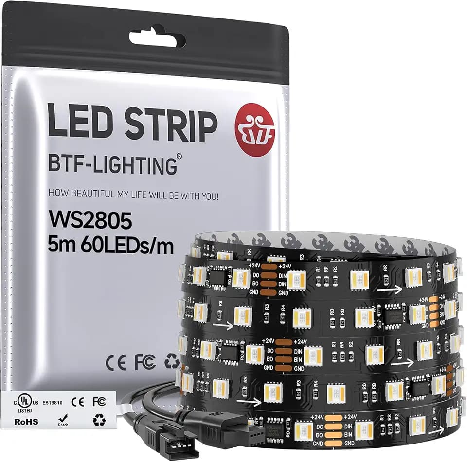 BTF-LIGHTING WS2805 IC RGBCCT UL Listed 16.4FT 60LED/m 10Pixel/m DC24V IP30