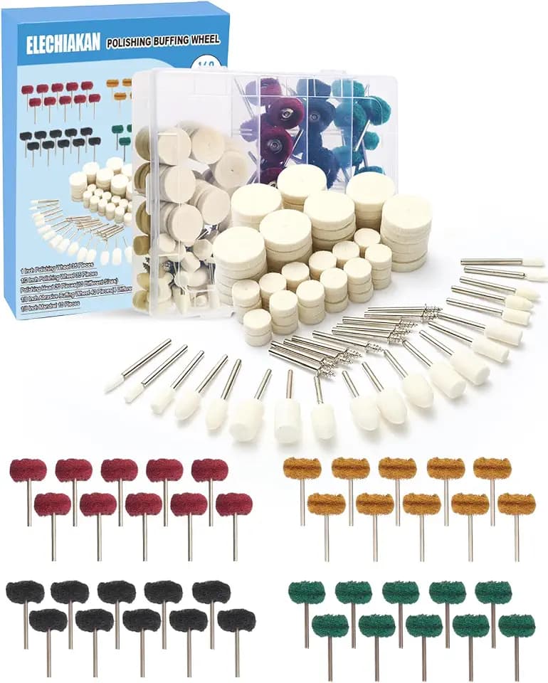 140 PCS Multifunktionale Wolle Filz Polieren Bits für Dremel, mit Dremel Schleifaufsätzen, Polierscheibe aus Wollfilz, Polieraufsatz Akkuschrauber, für Metall, Fahrrad, Radnabe, inkl. Aufbewahrungsbox