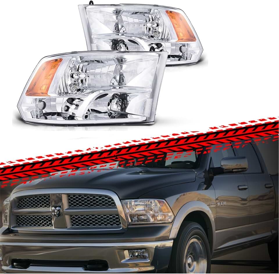 PHILTOP Headlight Assembly for Dodge Ram 1500/2500/3500 2010-2018