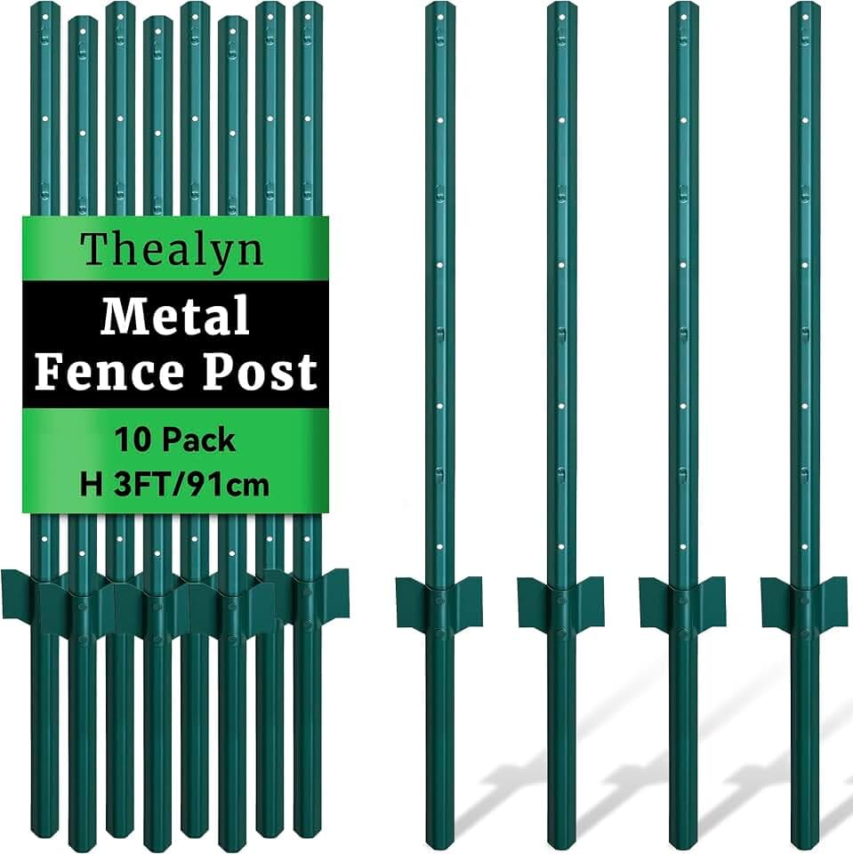 Thealyn 91 cm U-Pfosten Set - 10 Stück, Zaunpfosten für Gartenzäune