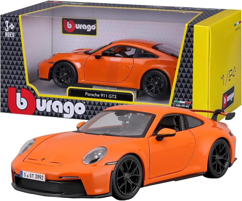 Bburago - Porsche 911 GT3 - Realistisches Modellauto im Maßstab 1:24 (zufällige Auswahl aus den verfügbaren Farben), offizielle Porsche-Lizenz, empfohlenes Alter 3+ Jahre