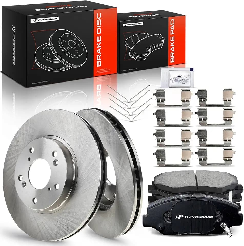 A-Premium 11.10 inch (282mm) Front Vented Brake Rotors and Ceramic Pads Kit