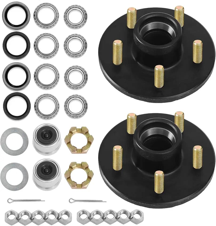 2 Sets 2000Lbs Trailer Hub Kit 5 Bolt 4.5", 5 Lug Trailer Wheel Hub Fit 1" and 1-1/16" Trailer Straight Spindles, 5×4.5 Trailer Axle Kit, Boat Trailer Hubs 5 Lug(only for Straight Spindle)