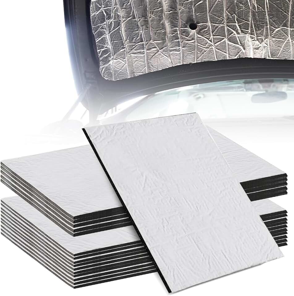 16 Stück 40x25cm Dämmmatte Auto, 5mm/10mm Universal Schallschutzmatte Selbstklebend Isoliermatte Alubutyl Platten Ersatz Dämmung Wasserdicht Feuerfest Feuchtigkeitsfest