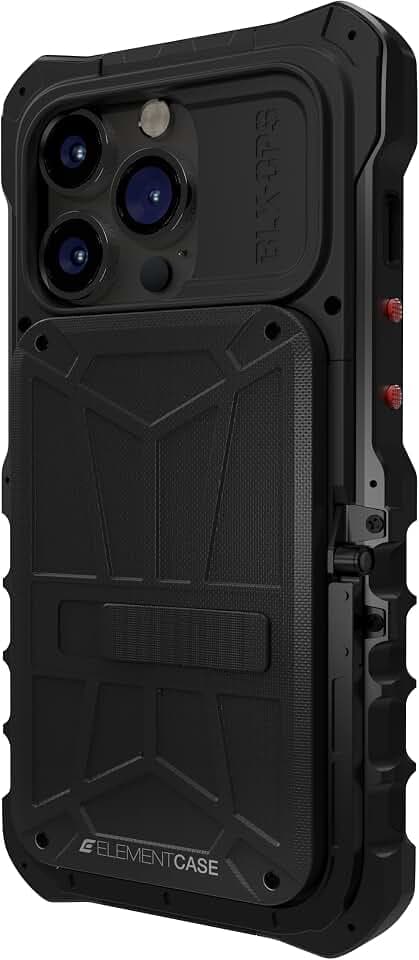Element Case Black Ops EMT-322-266FN-01 für iPhone 14/14 Pro (6,1 Zoll), aggressiv robust, taktisch und stoßfest, mit Brieftaschen-/Kartenhalter und mechanischem Ständer, Schwarz
